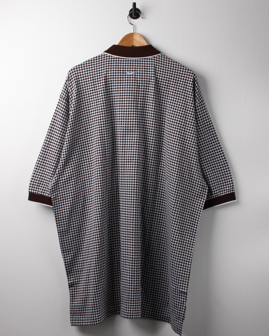 90s Nike Brown & White Geometric Pattern Polo with Tags (XXL)