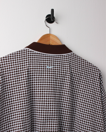 90s Nike Brown & White Geometric Pattern Polo with Tags (XXL)