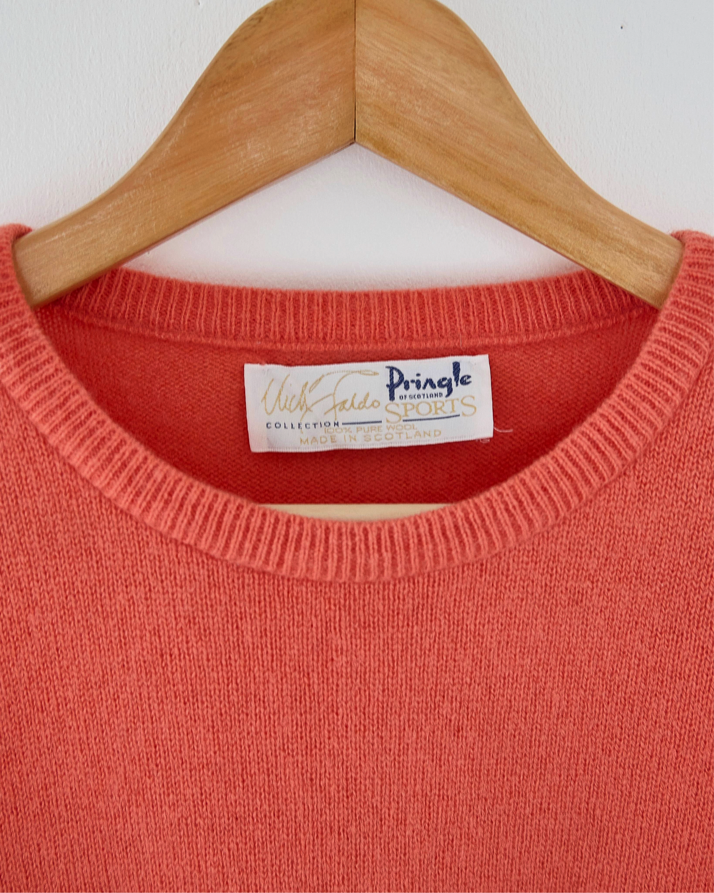 90s Lyle & Scott Faldo Collection Peach Graphic Knit (M)