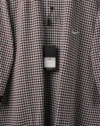 90s Nike Brown & White Geometric Pattern Polo with Tags (XXL)