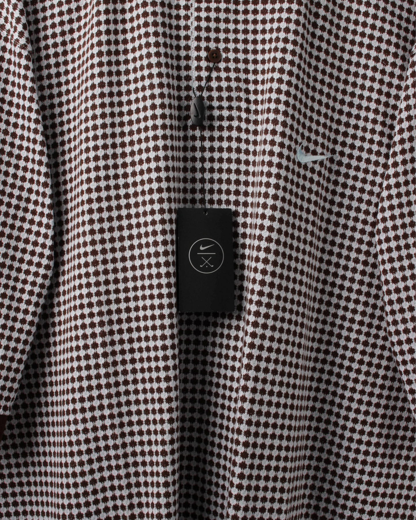 90s Nike Brown & White Geometric Pattern Polo with Tags (XXL)