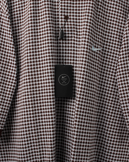 90s Nike Brown & White Geometric Pattern Polo with Tags (XXL)