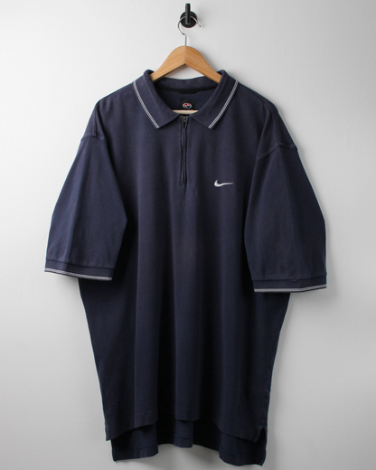90s Nike Tiger Woods Yin Yang Navy Zipped Polo (XXL)