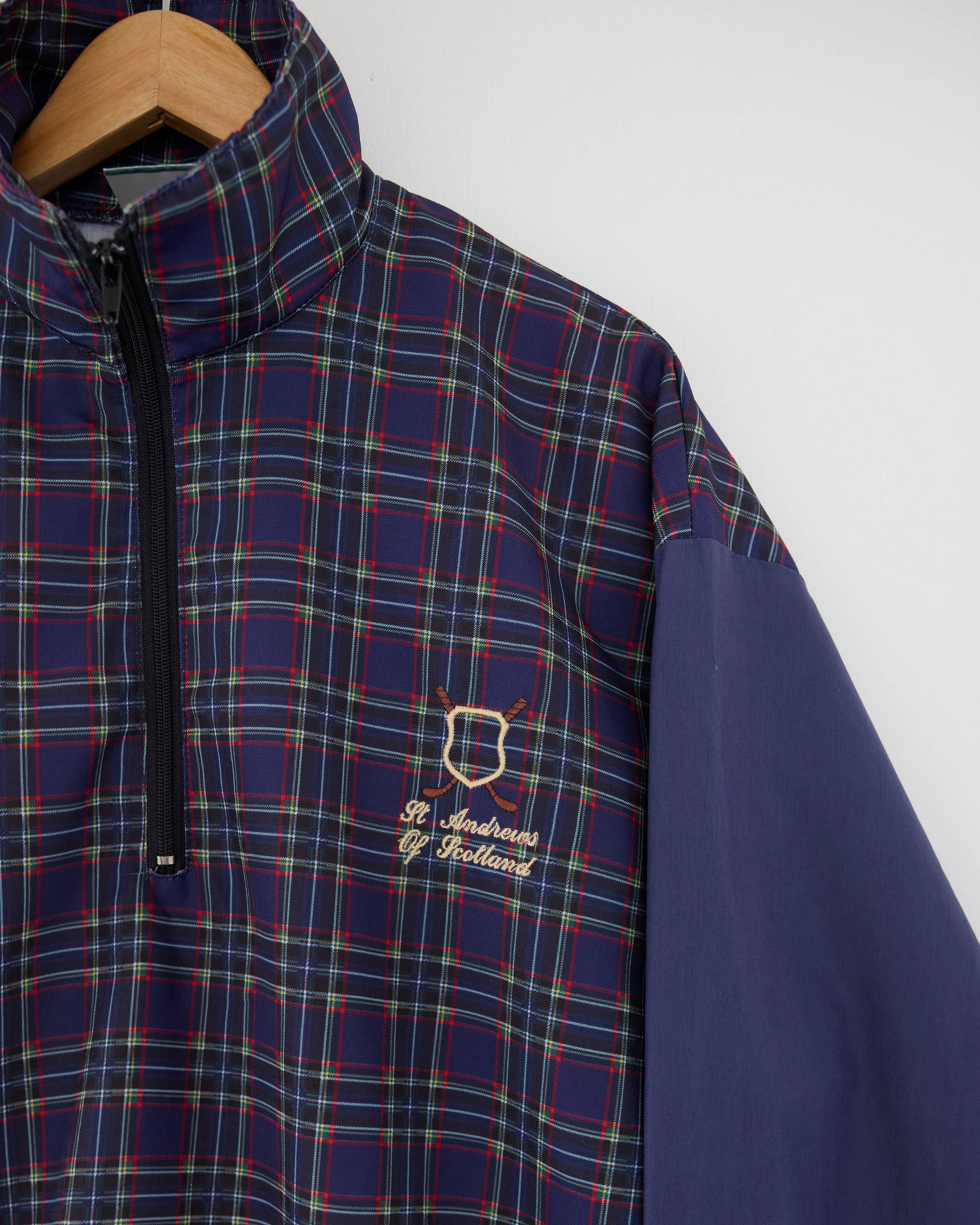 90s St Andrews Of Scotland Tartan Plaid Quarterzip Windbreaker (S/M)