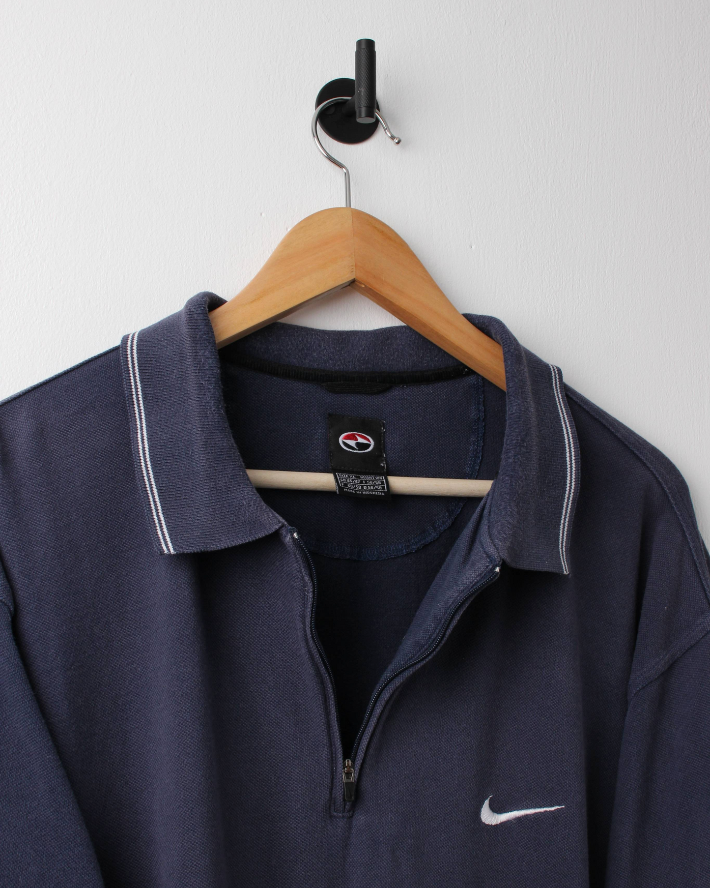 90s Nike Tiger Woods Yin Yang Navy Zipped Polo (XXL)