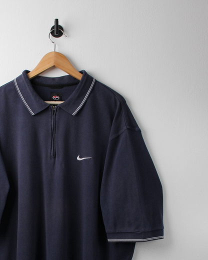 90s Nike Tiger Woods Yin Yang Navy Zipped Polo (XXL)