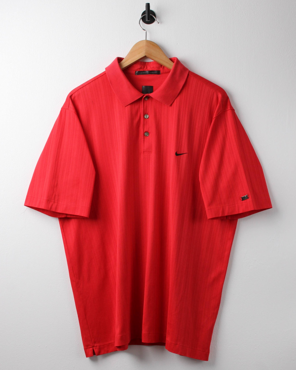 00s Nike Tiger Woods Red Textured Polo (L)