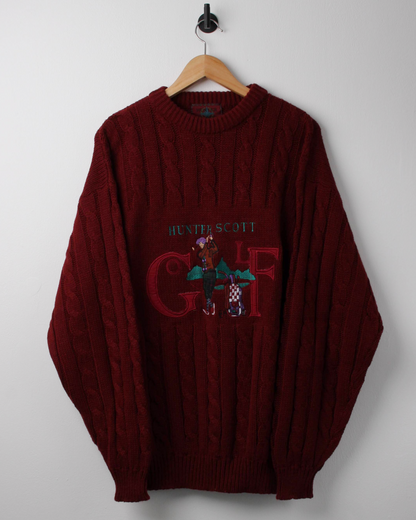 90s Hunter Scott Red Cable Knit (L)