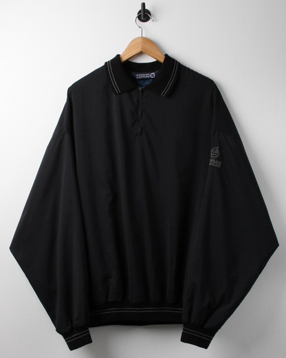 90s Sunderland Of Scotland Black Quarter Zip Collared Windbreaker (L)