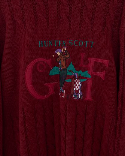 90s Hunter Scott Red Cable Knit (L)