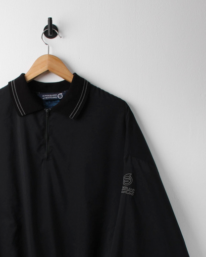 90s Sunderland Of Scotland Black Quarter Zip Collared Windbreaker (L)