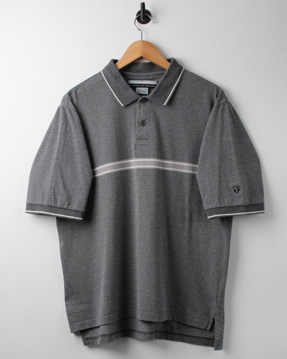 90s Nike Tiger Woods Grey & White Patterned Polo (M)
