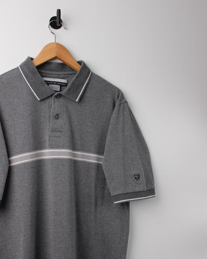90s Nike Tiger Woods Grey & White Patterned Polo (M)