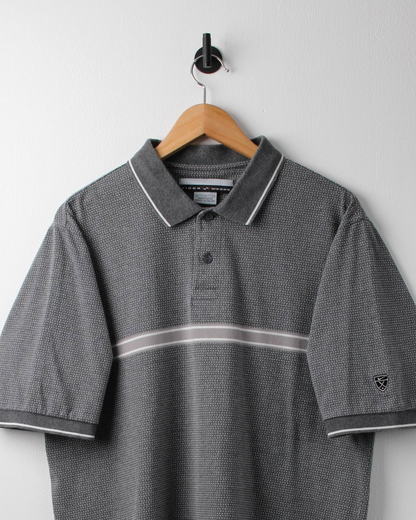 90s Nike Tiger Woods Grey & White Patterned Polo (M)