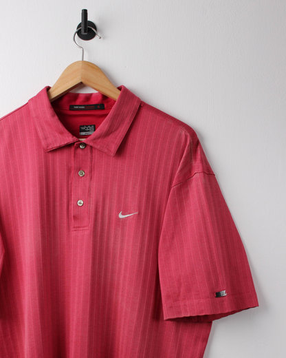 00s Nike Tiger Woods Light Red Textured Polo (XL)