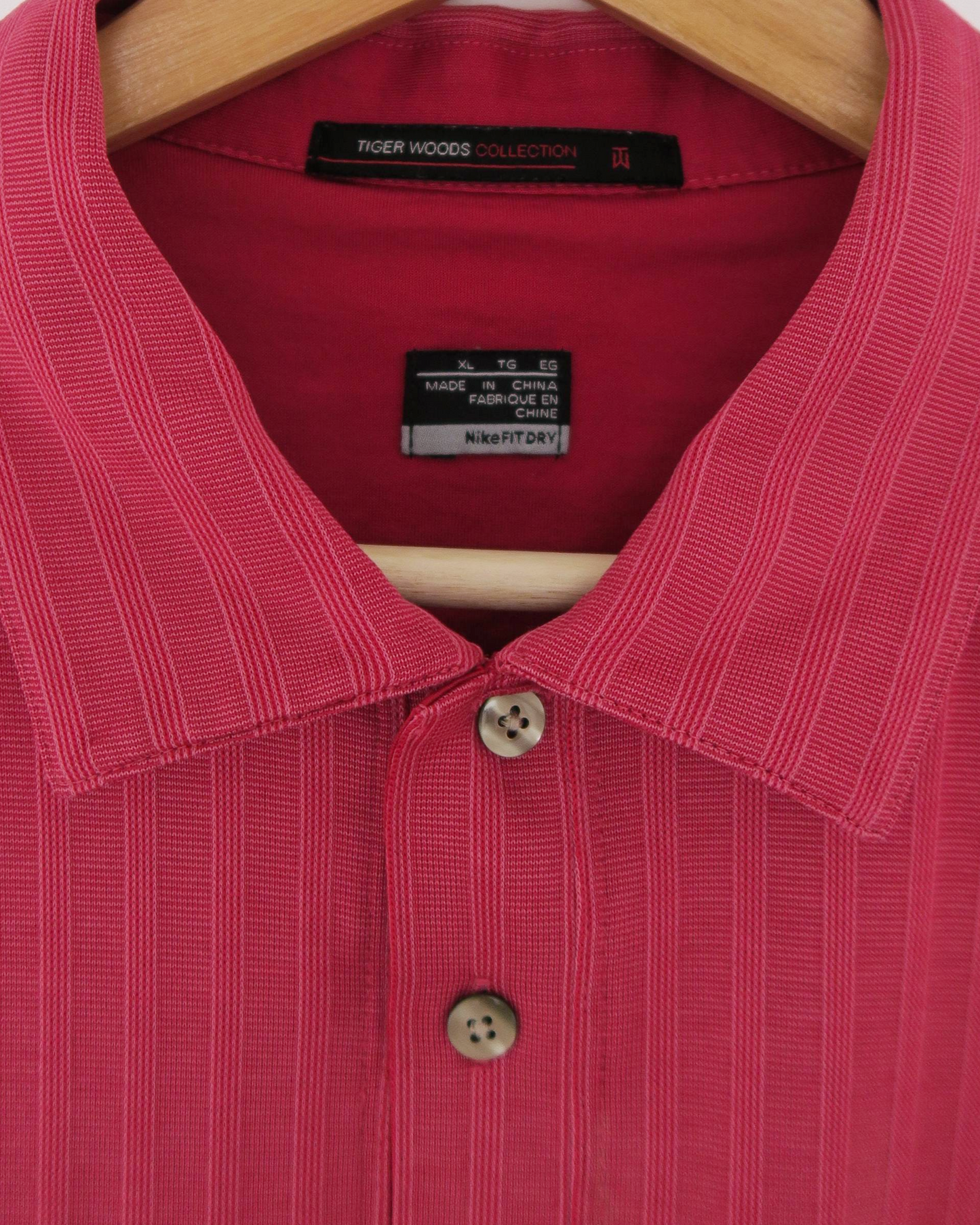 00s Nike Tiger Woods Light Red Textured Polo (XL)