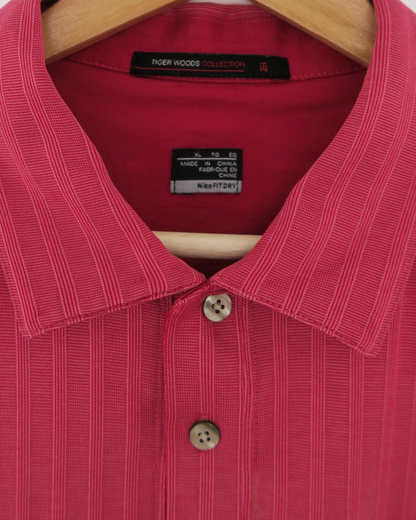 00s Nike Tiger Woods Light Red Textured Polo (XL)