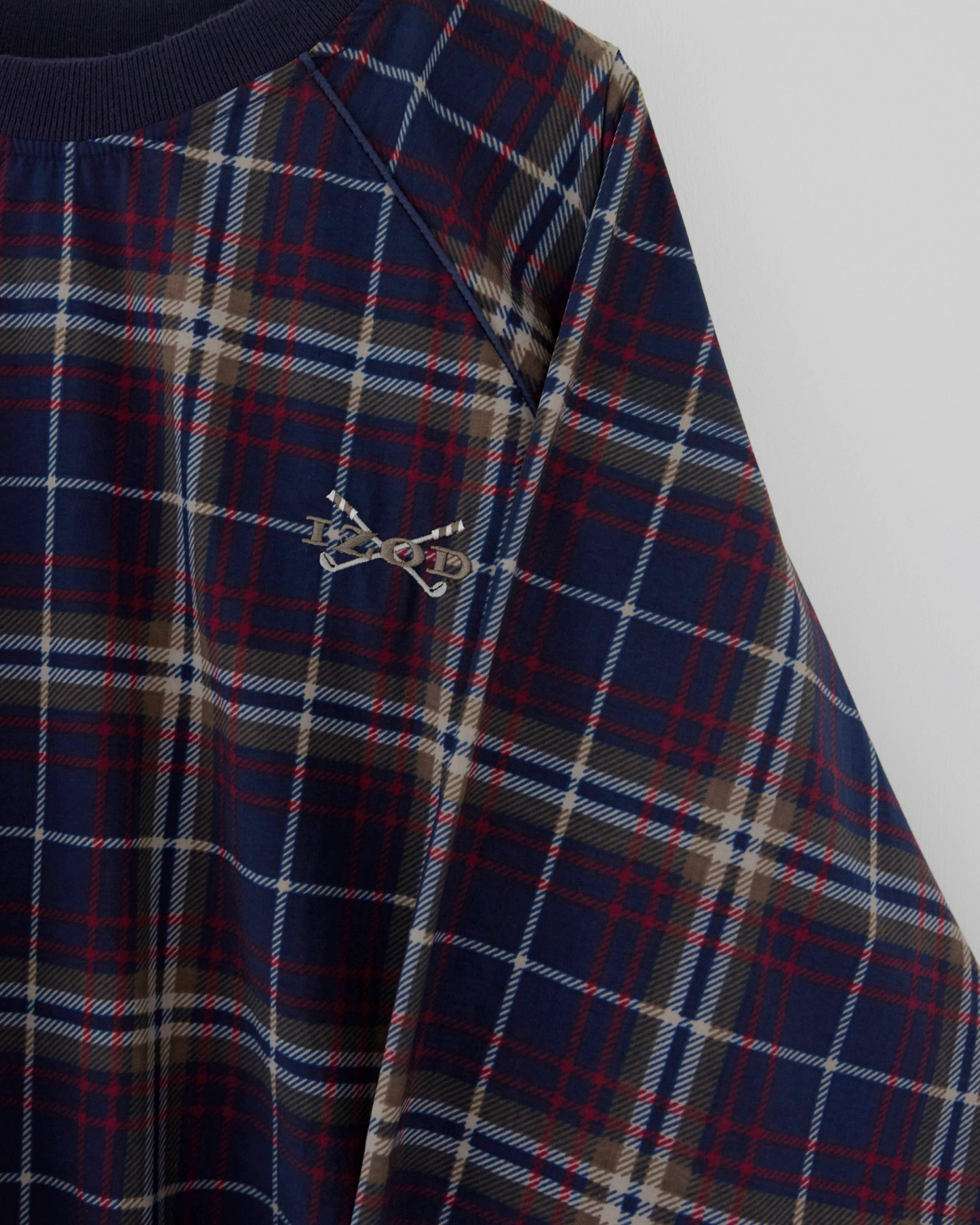 90s IZOD Multicoloured Plaid Windbreaker (L)