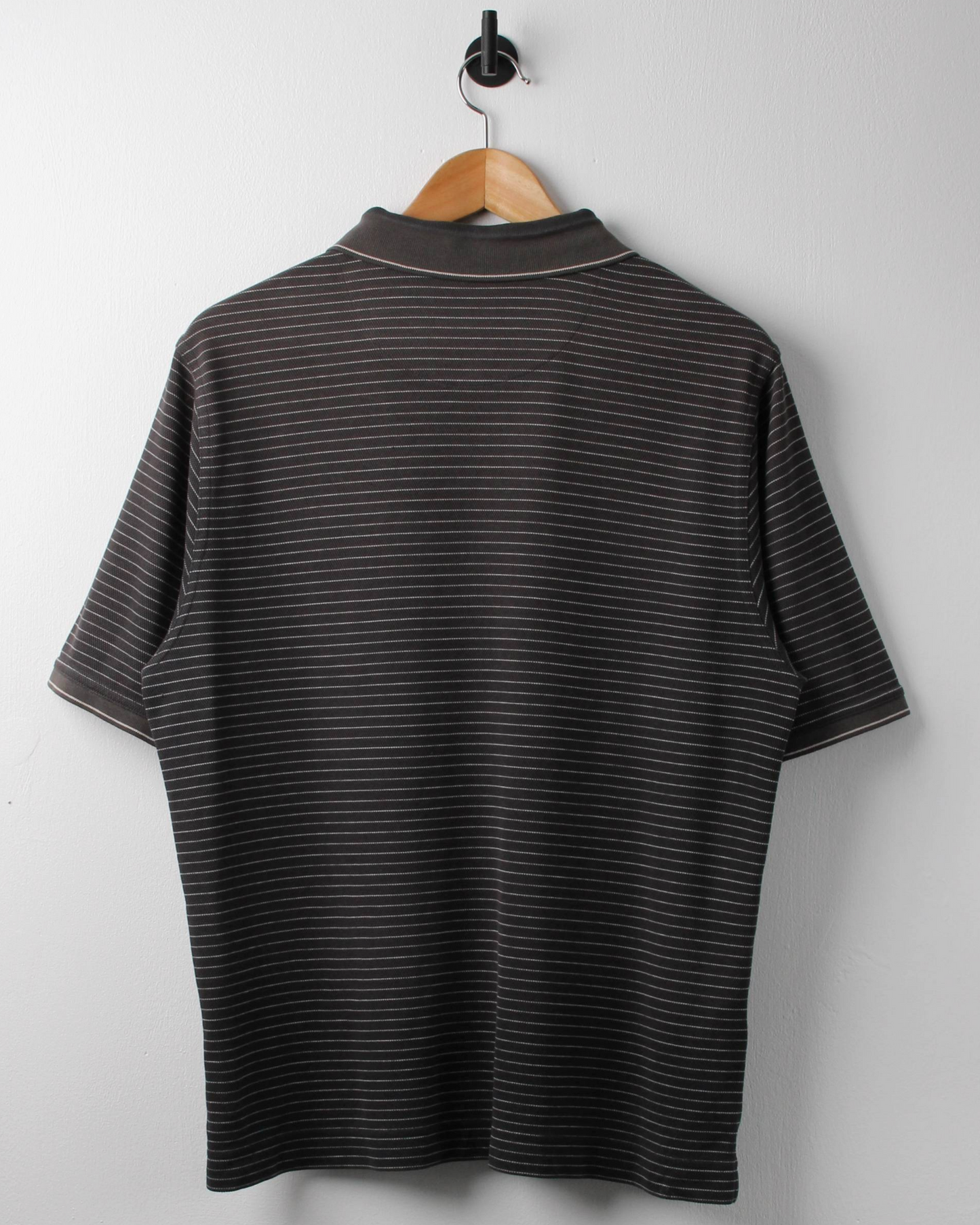 00s Nike Grey Striped Polo (M)