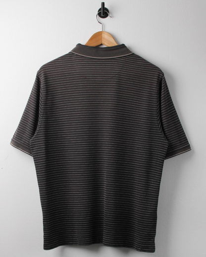 00s Nike Grey Striped Polo (M)