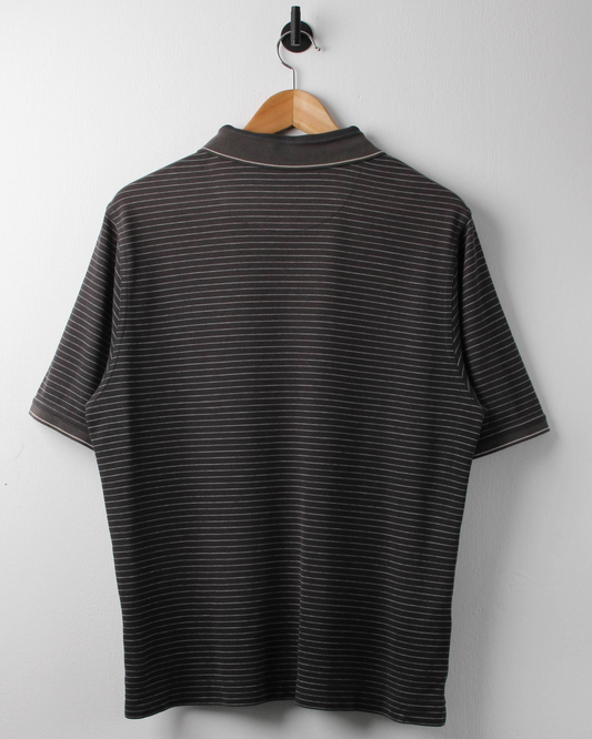 00s Nike Grey Striped Polo (M)