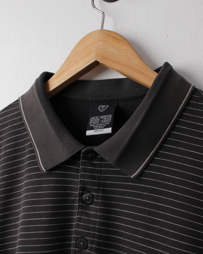 00s Nike Grey Striped Polo (M)