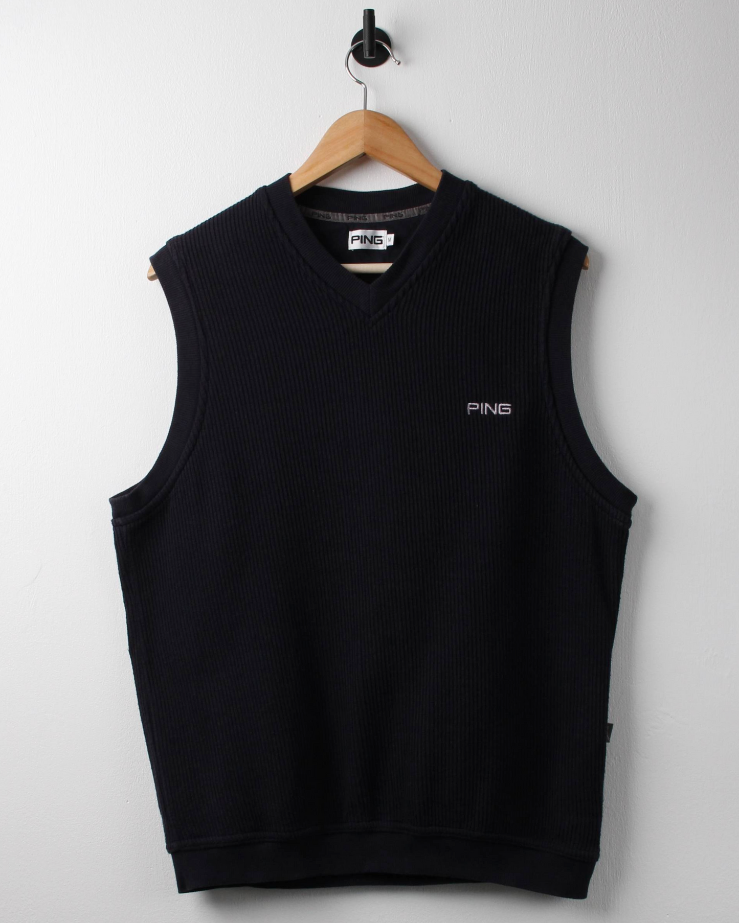 00s Ping ‘Mr Ping’ Logo Navy Ribbed Golf Vest (S)