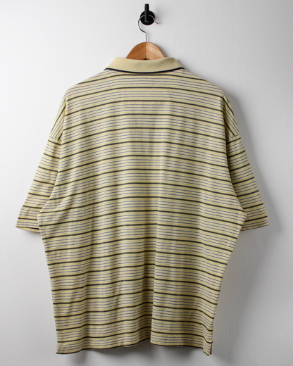 00s Nike Shield Logo Yellow Striped Polo (XL)