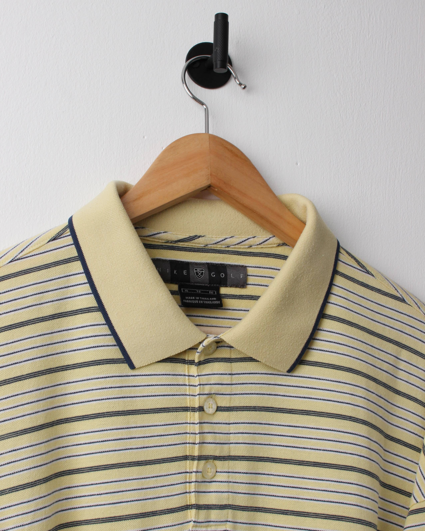 00s Nike Shield Logo Yellow Striped Polo (XL)