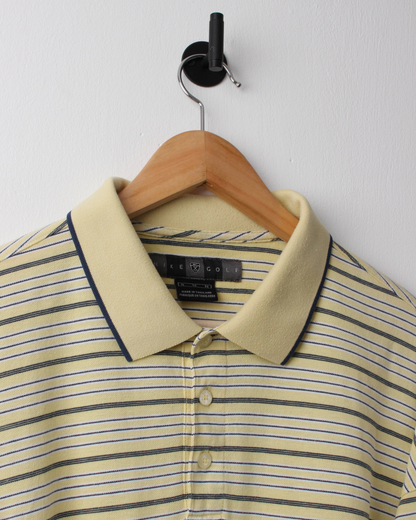 00s Nike Shield Logo Yellow Striped Polo (XL)