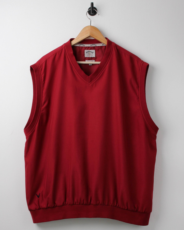 00s Callaway Burgundy Windbreaker Golf Vest (XL)