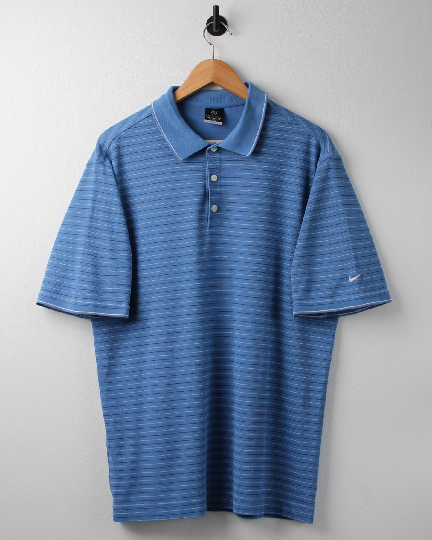 00s Nike Blue Striped Polo (M)