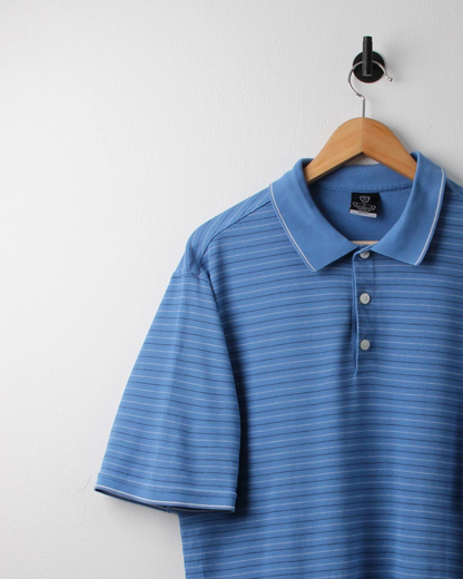 00s Nike Blue Striped Polo (M)