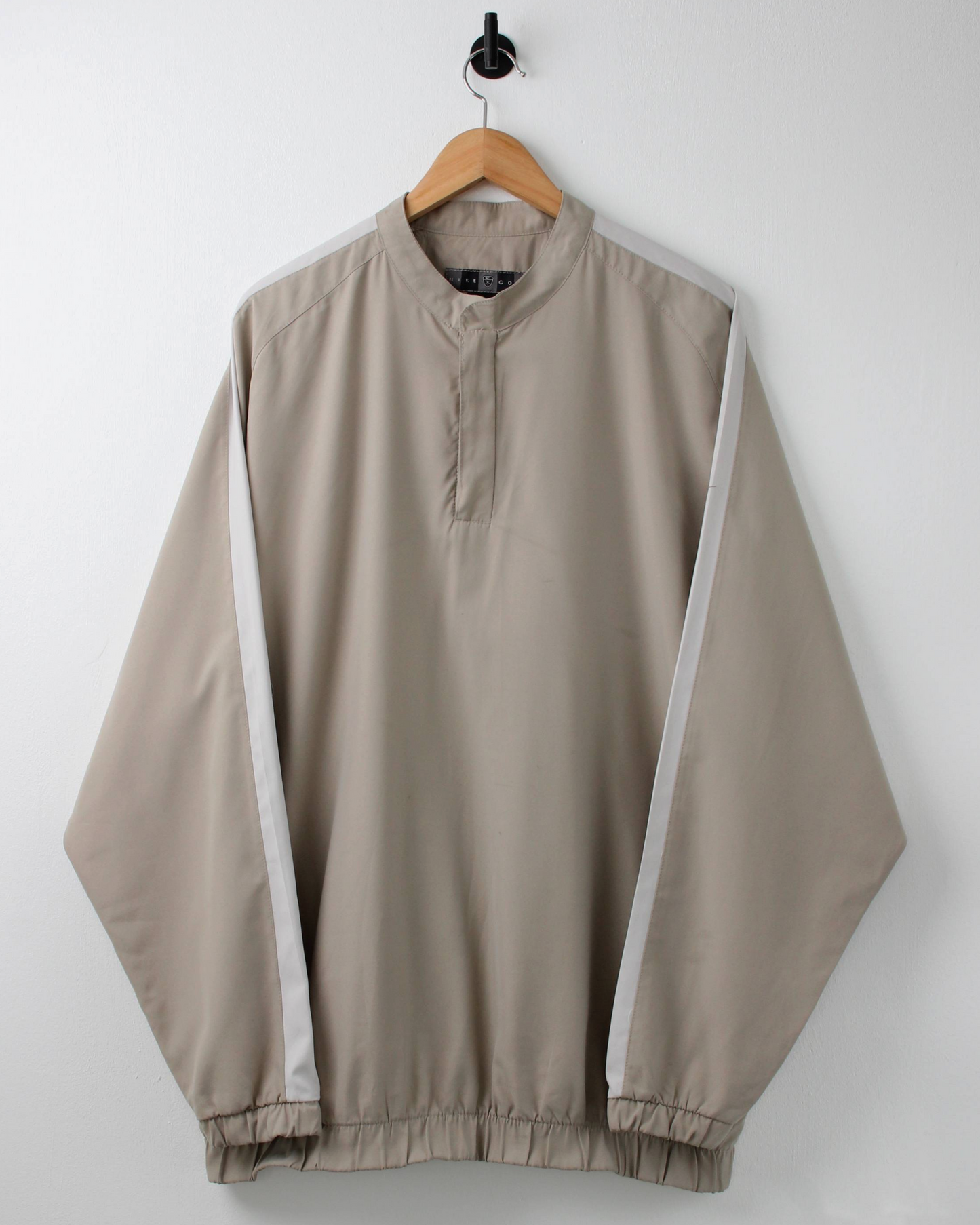 00s Nike Shield Logo Cream & White Quarter Zip Windbreaker (XL)