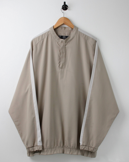 00s Nike Shield Logo Cream & White Quarter Zip Windbreaker (XL)
