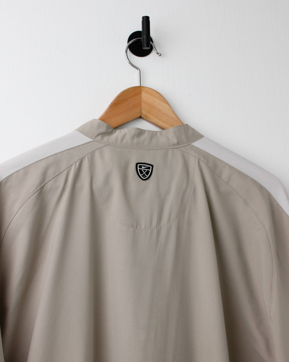 00s Nike Shield Logo Cream & White Quarter Zip Windbreaker (XL)