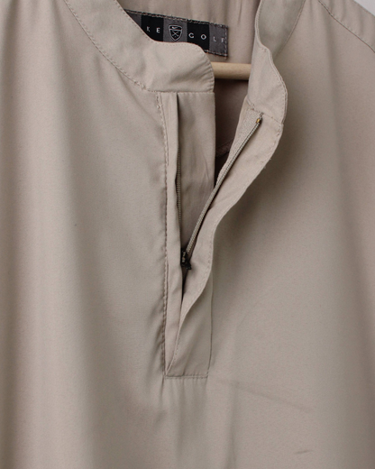 00s Nike Shield Logo Cream & White Quarter Zip Windbreaker (XL)
