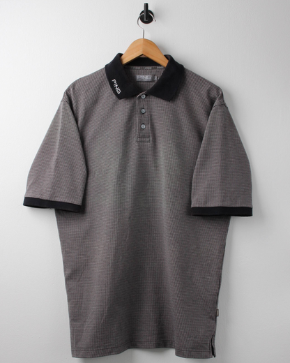00s Ping Black & Grey Geometric Polo (M)