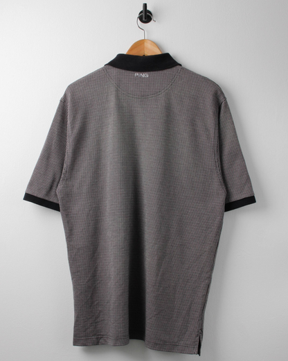 00s Ping Black & Grey Geometric Polo (M)