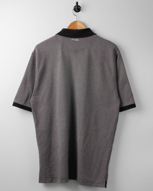 00s Ping Black & Grey Geometric Polo (M)