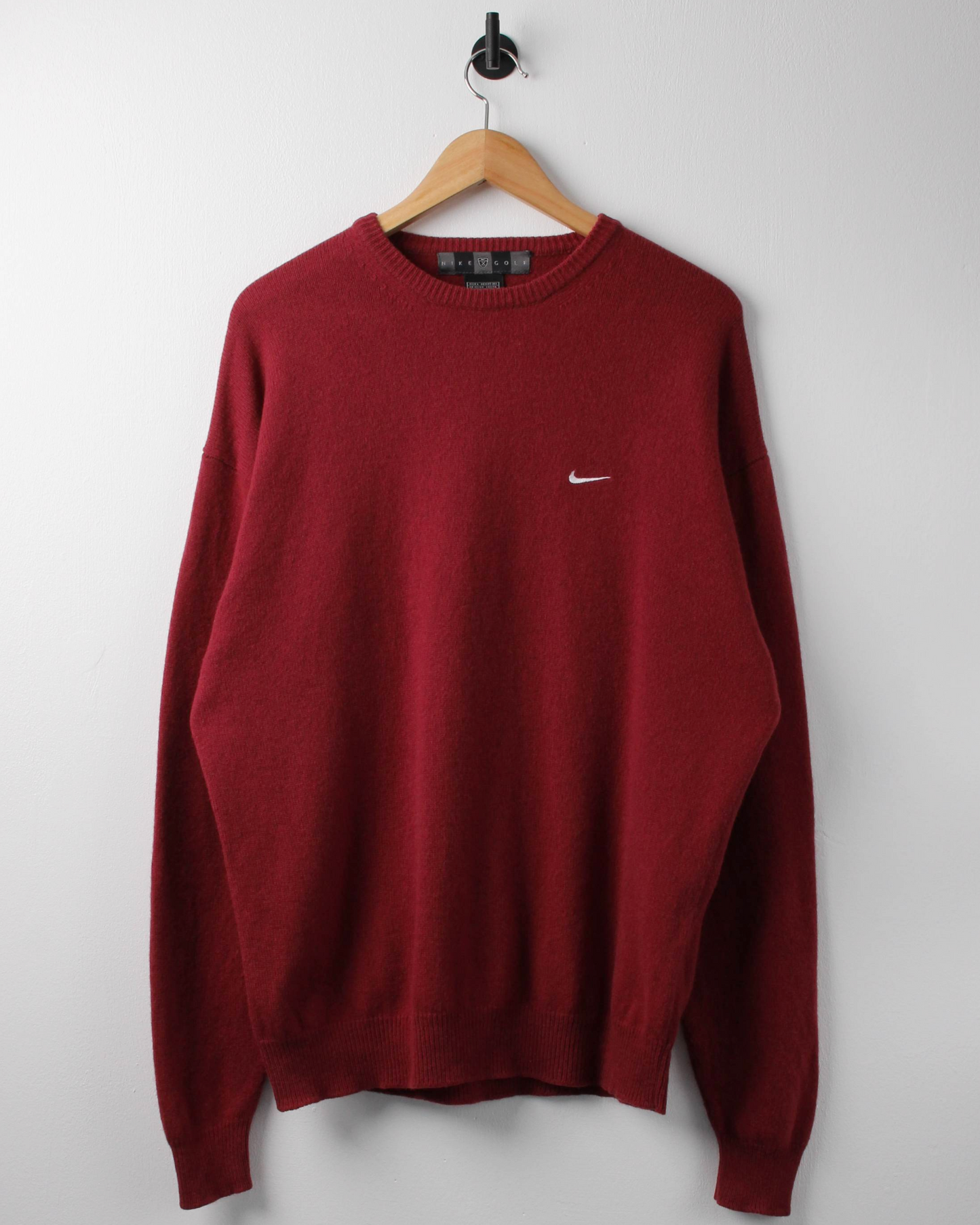 00s Nike Burgundy Wool Crewneck Jumper (L)
