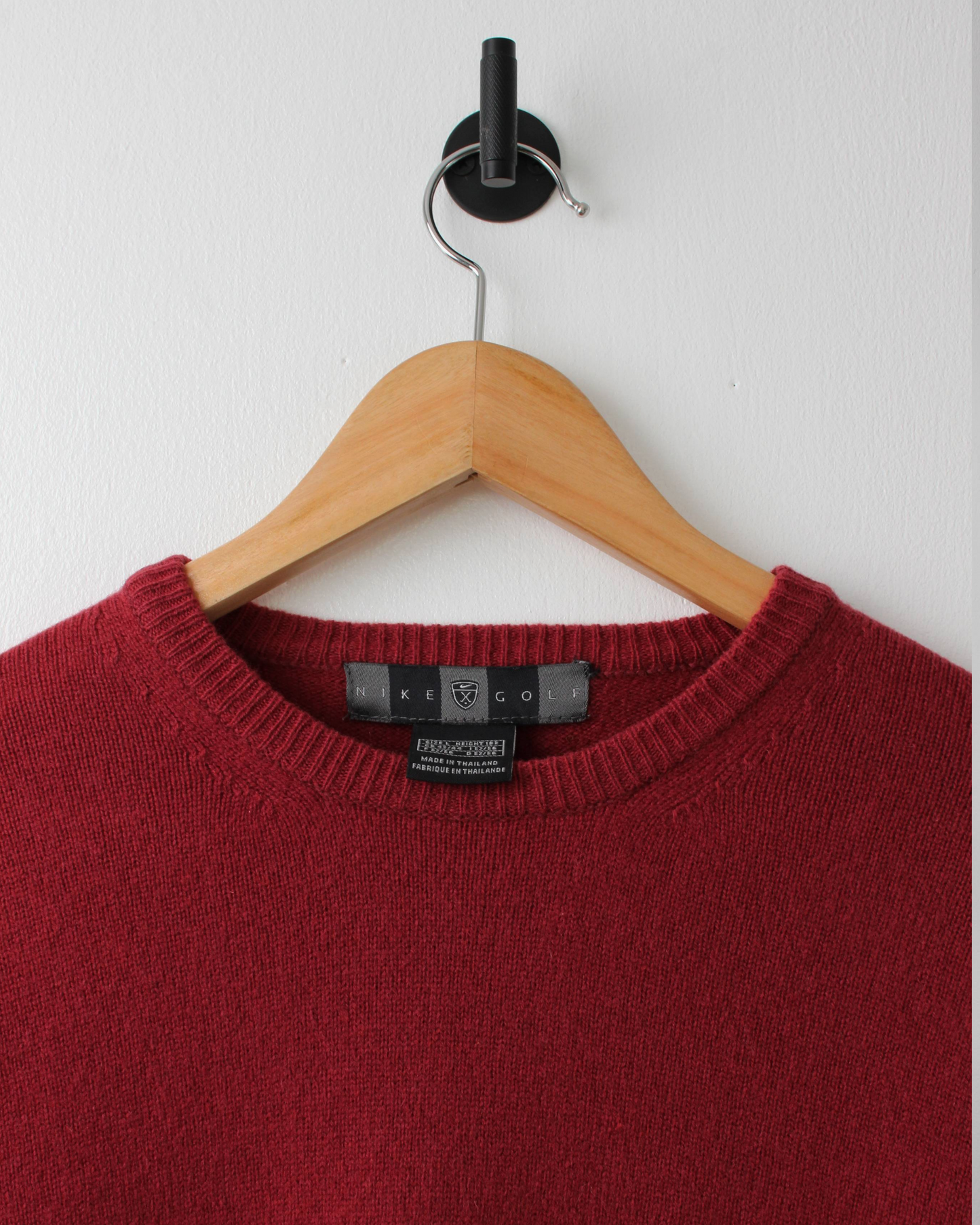 00s Nike Burgundy Wool Crewneck Jumper (L)