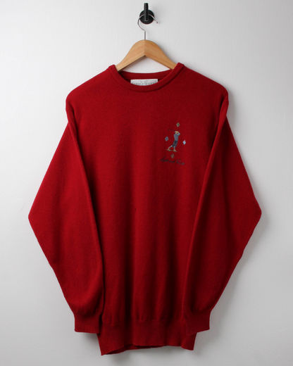 90s Lyle & Scott Red Graphic Knit (S)