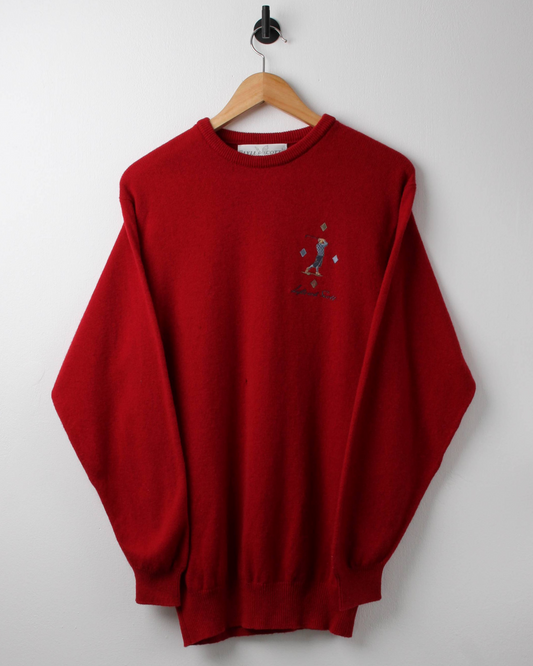 90s Lyle & Scott Red Graphic Knit (S)