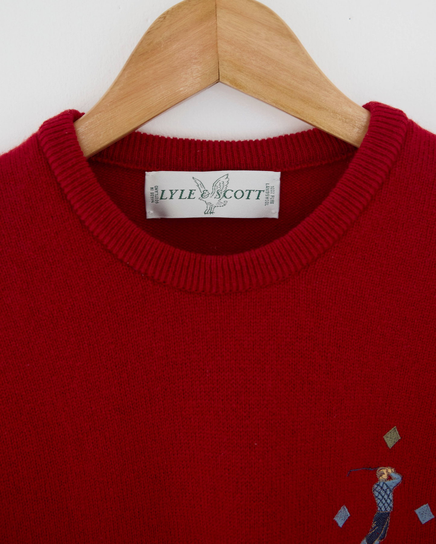90s Lyle & Scott Red Graphic Knit (S)