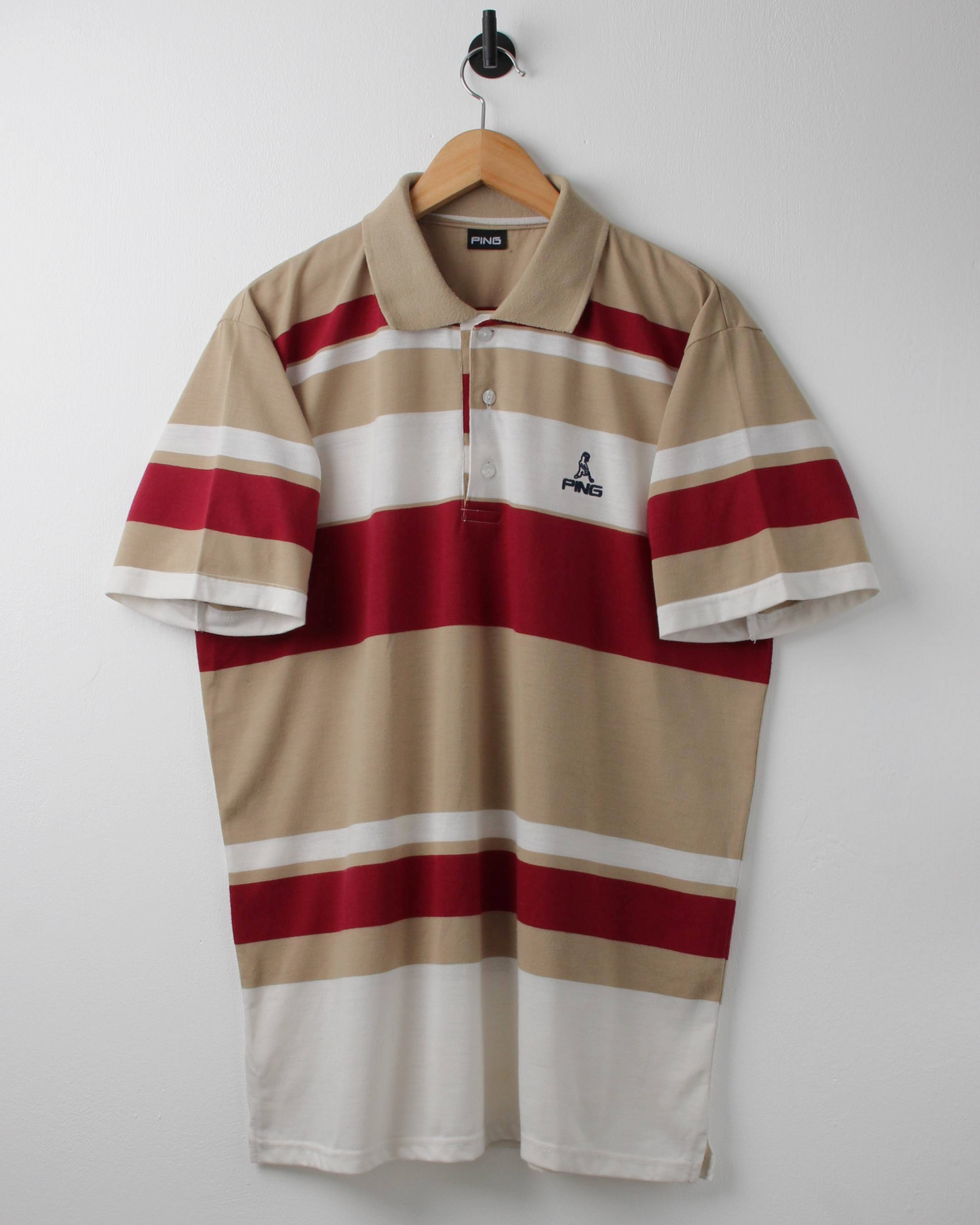 90s Ping ‘Mr Ping’ Logo Colour Block Polo (M)