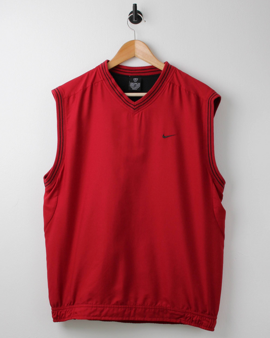 00s Nike Shield Logo Red Windbreaker Golf Vest (M)