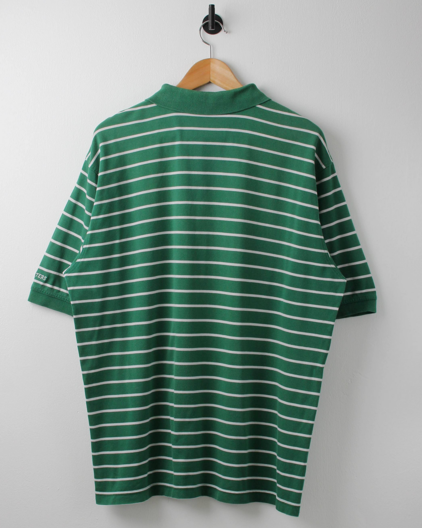 00s Masters Collection Green & White Striped Polo (L)