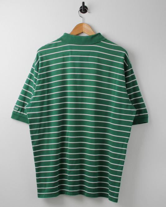 00s Masters Collection Green & White Striped Polo (L)