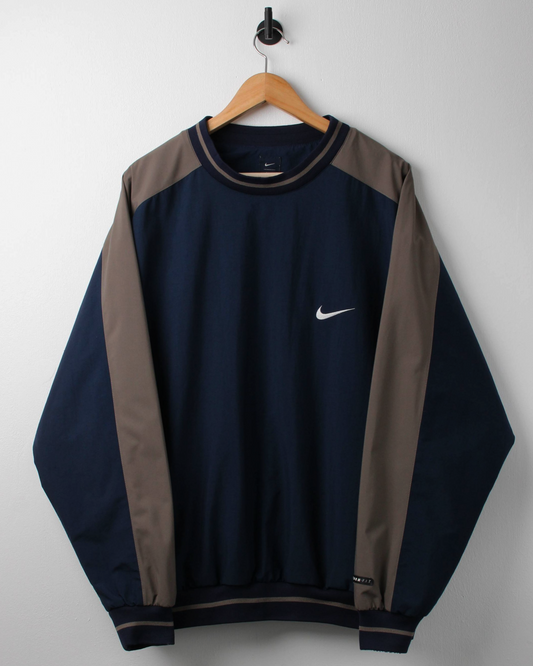 90s Nike Navy/Grey Crewneck Windbreaker (L)